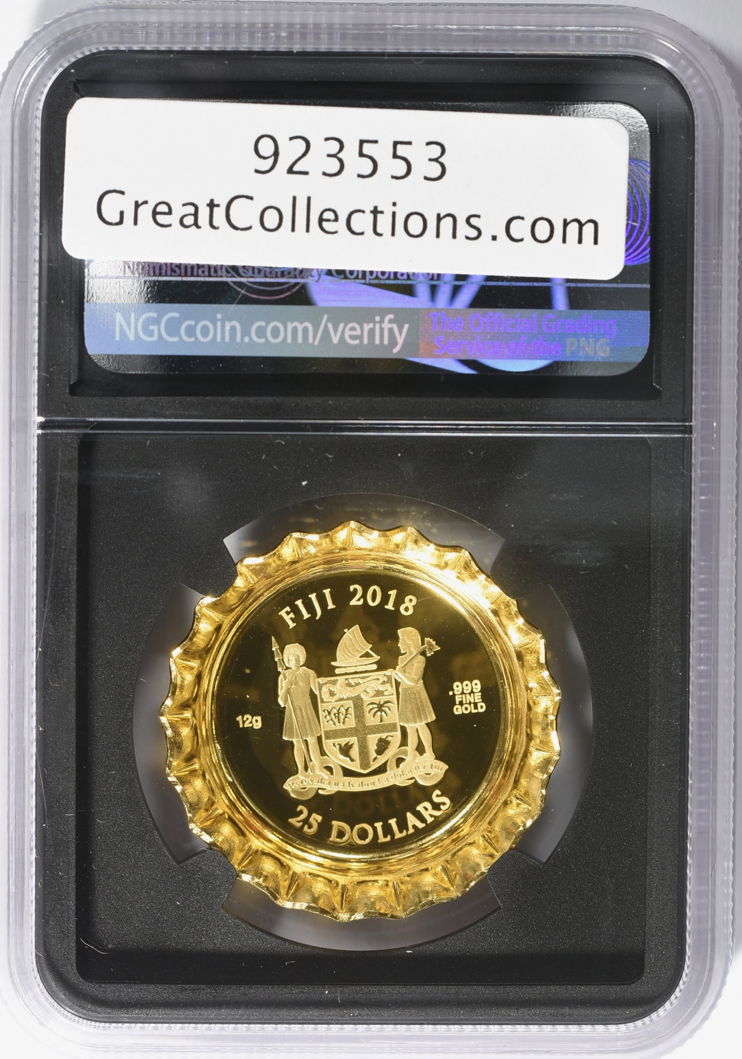 Fiji 2018 Gold $25 Coca-Cola Bottle Cap First Day of Issue NGC
