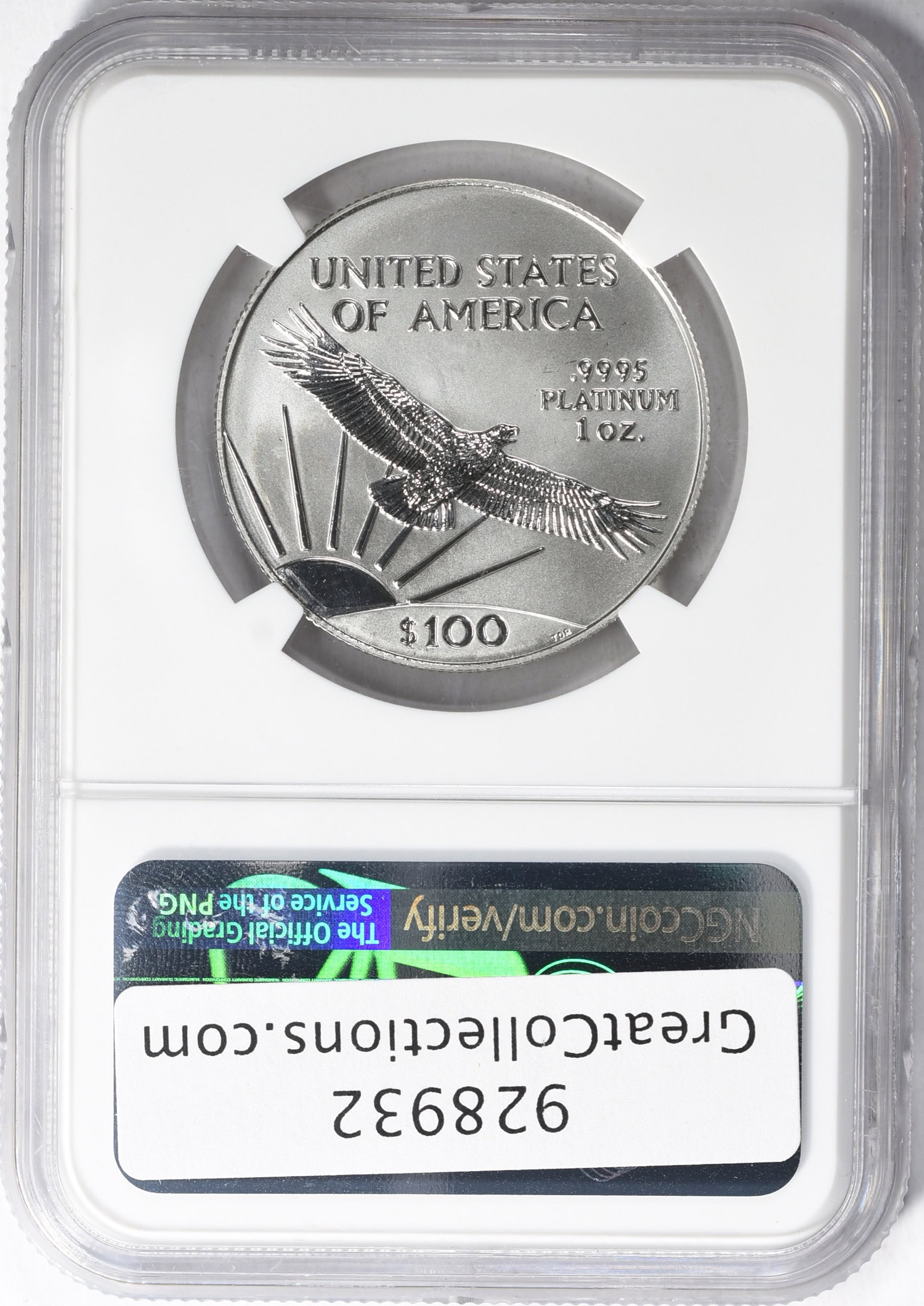 2003 $100 One-Ounce Platinum American Eagle NGC MS-70 (Item 928932