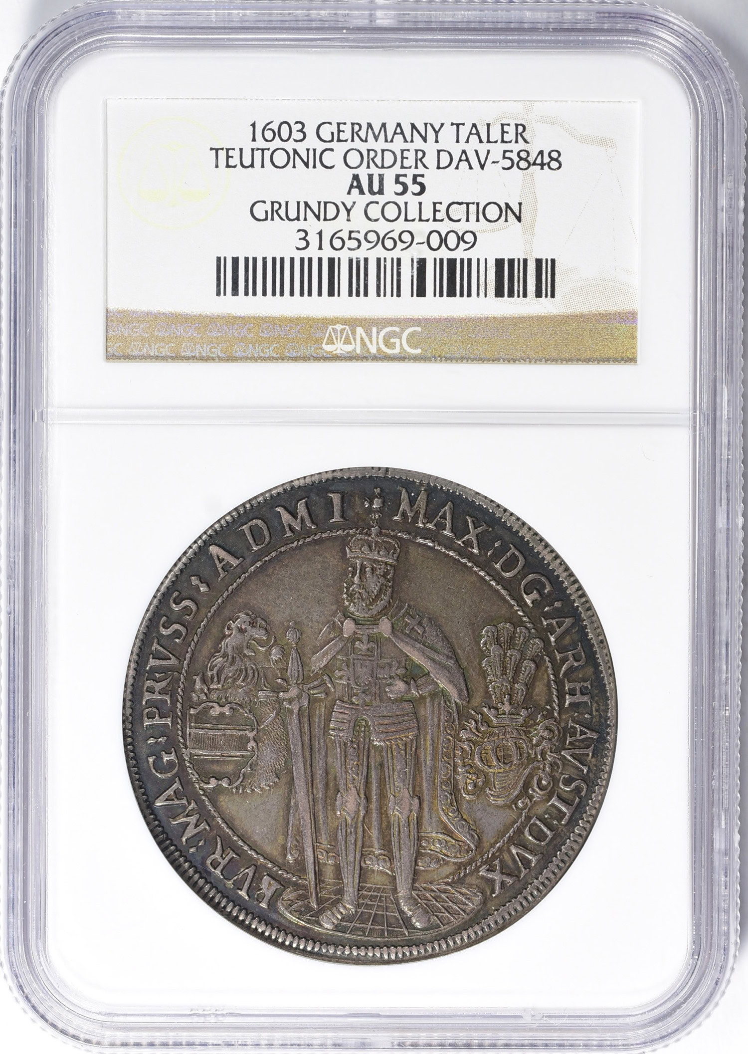 Germany - Teutonic Order 1603 Silver Taler Dav-5848 NGC AU-55 (Ex: Grundy  Collection) | NGC Cert #3165969-009 | GreatCollections Coin Auctions Item  #929643