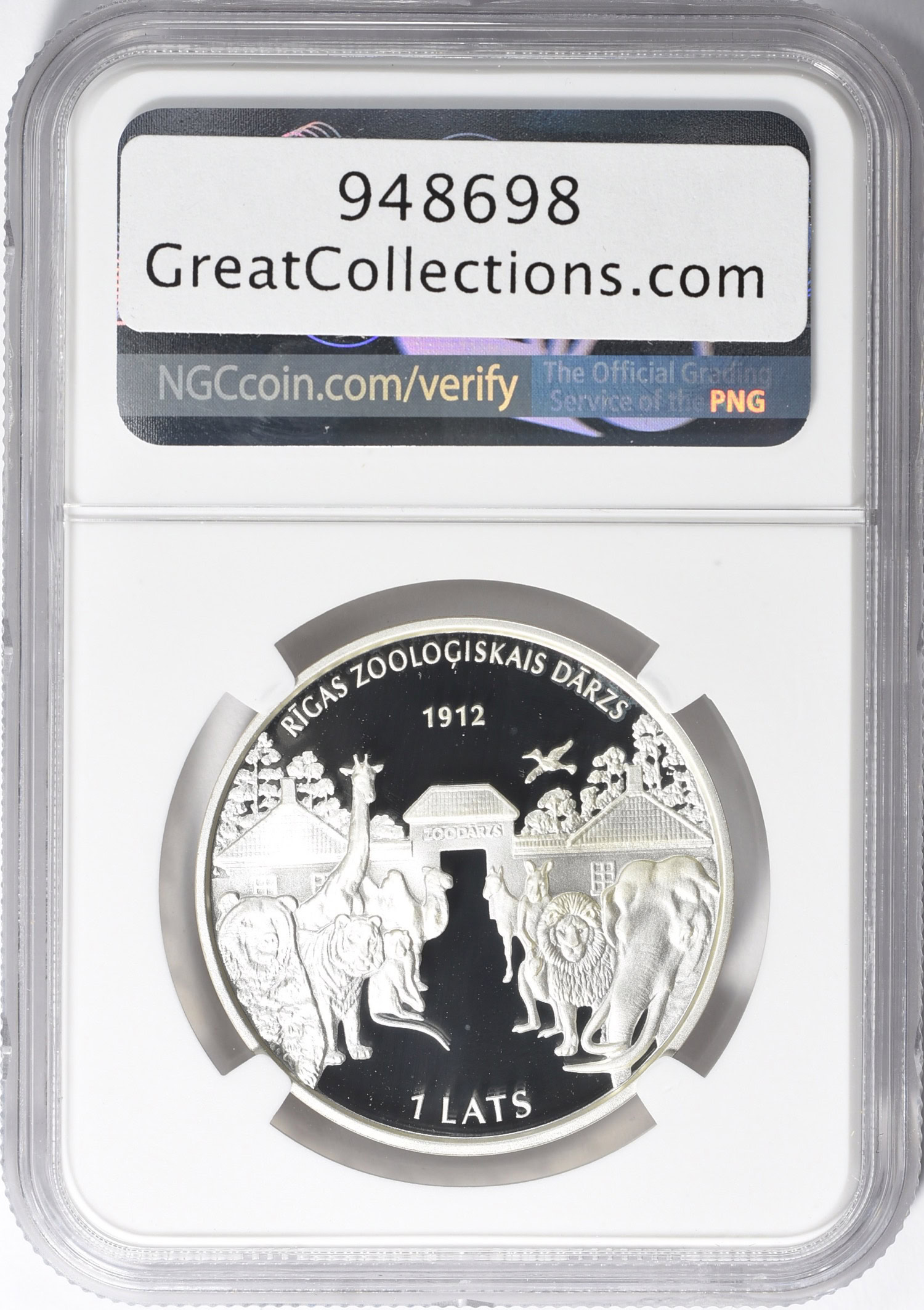 Latvia 2012 Silver 1 Lats Riga Zoo 100th Anniversary NGC Proof-70