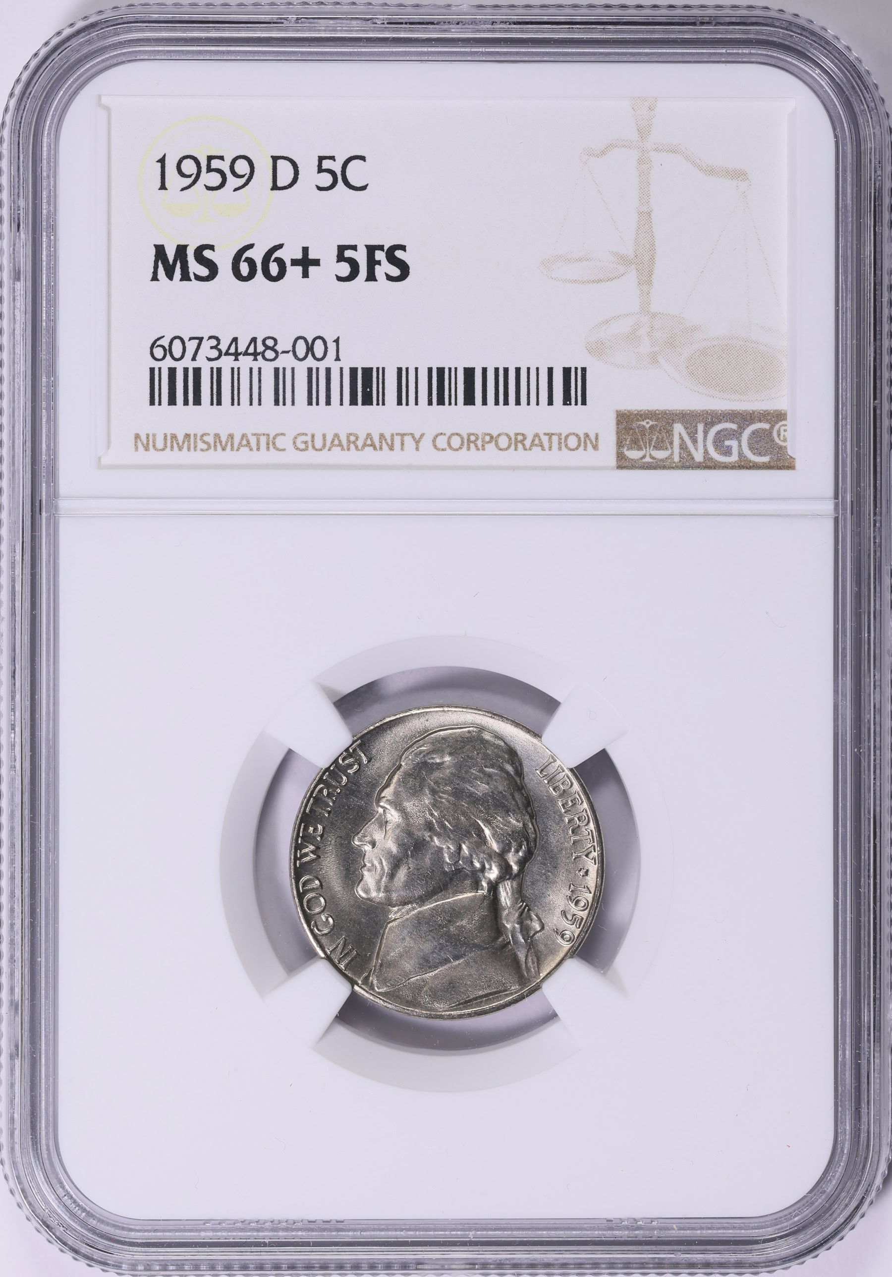 1959-D Jefferson Nickel NGC MS-66+ 5FS (Item 949041) | GreatCollections ...