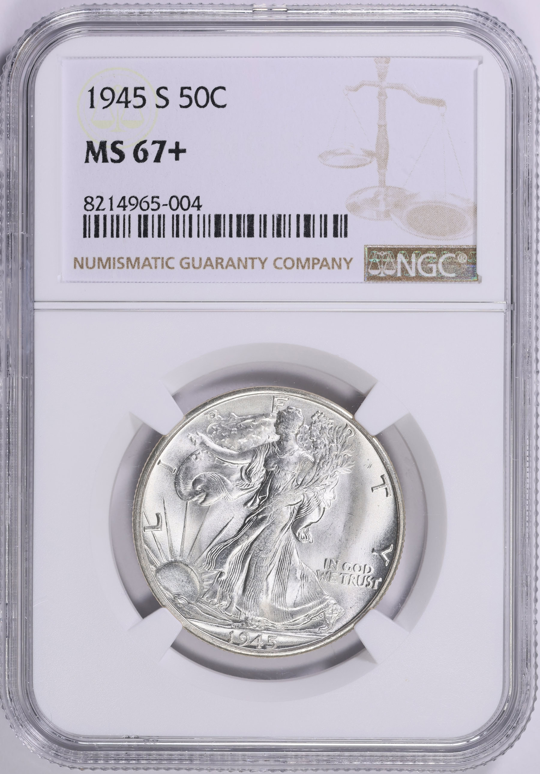 1945-S Walking Liberty Half Dollar NGC MS-67+ (Item 949105