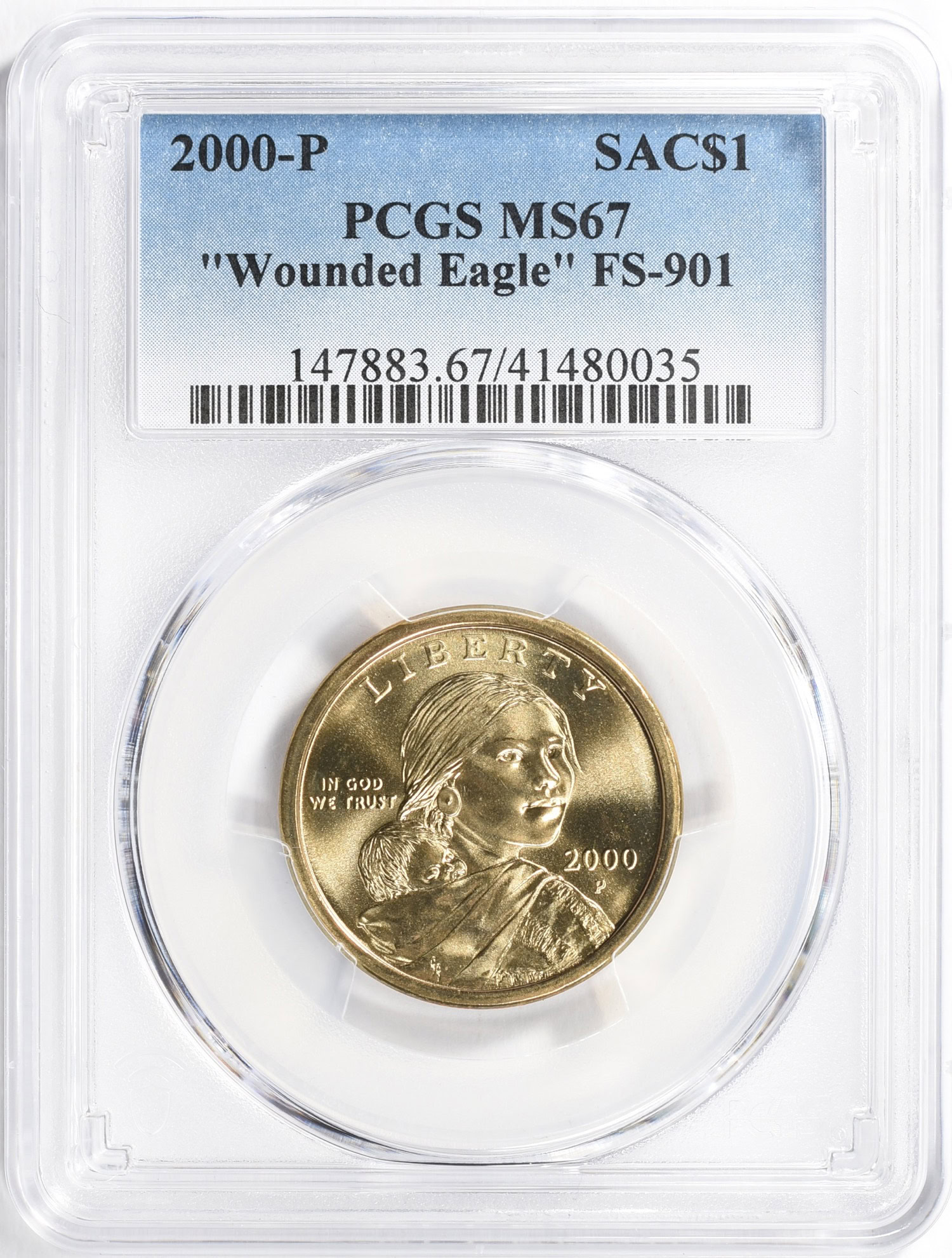 2000-P Sacagawea Dollar Wounded Eagle PCGS MS-67 (Item 951417