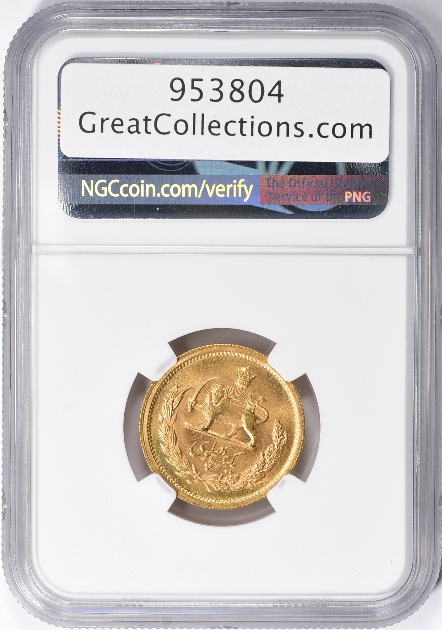 Iran SH 1354 (1975) Gold Pahlavi KM-1200 NGC MS-65 (AGW = 0.2354