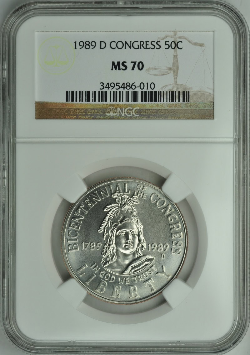 1989-D Congress Bicentennial Clad Half Dollar NGC MS-70 - Pop 6