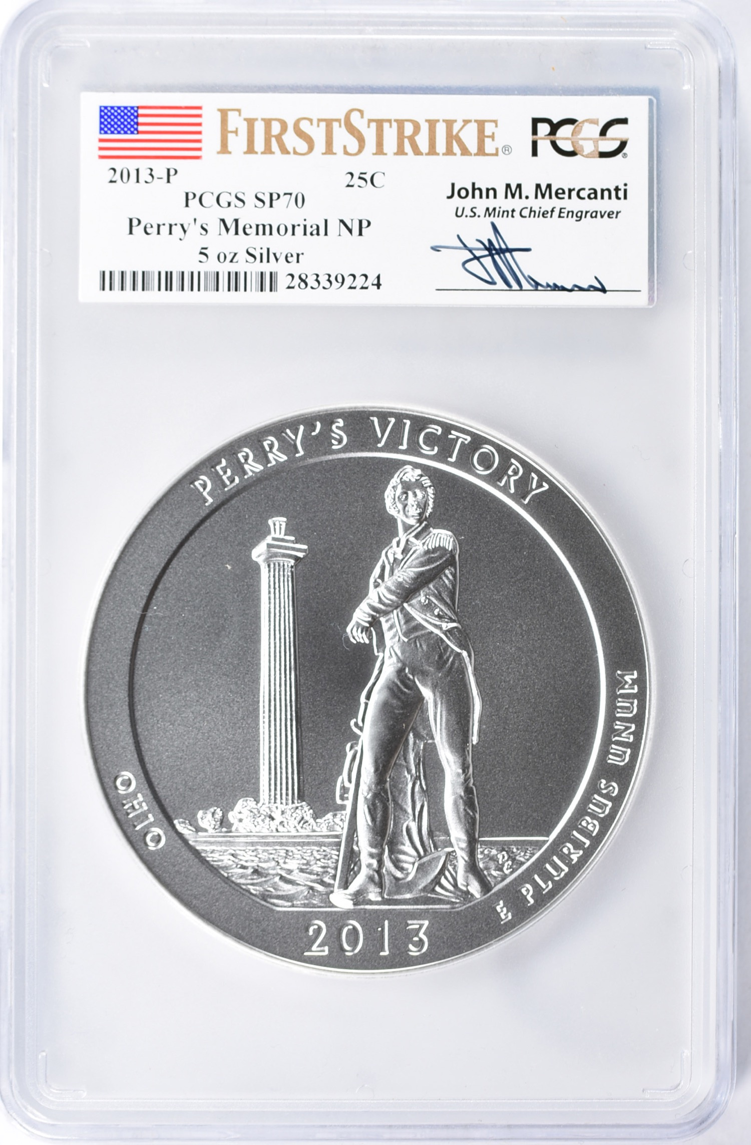 2013-P America the Beautiful Silver 5 oz. Perrys Memorial NP First