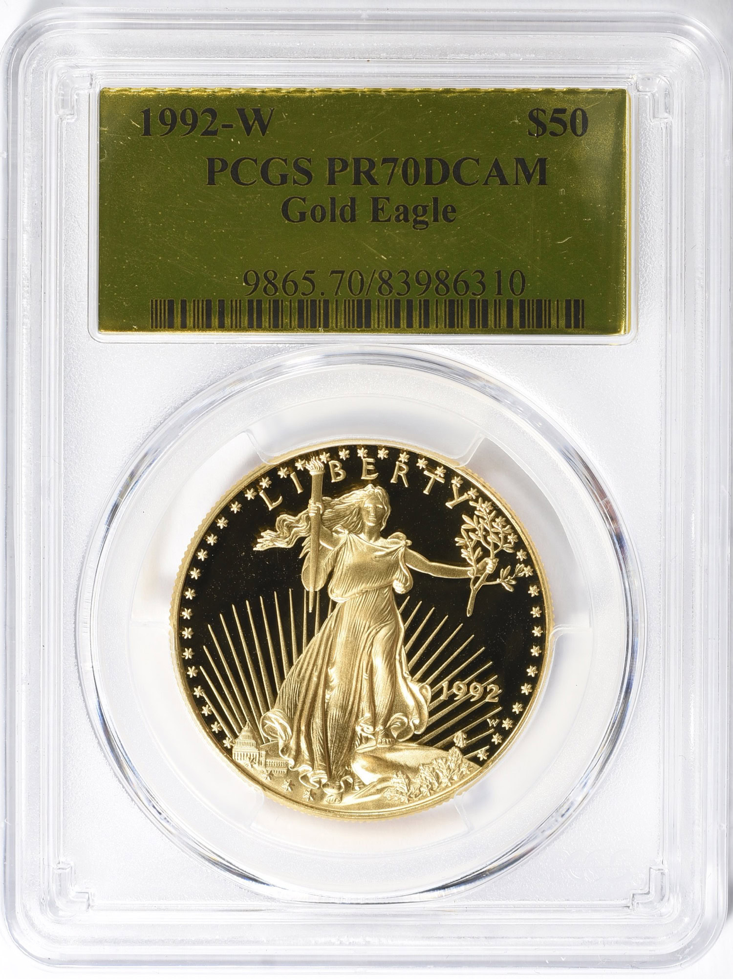 1992-W $50 One-Ounce Gold American Eagle PCGS Proof-70 DCAM (Gold