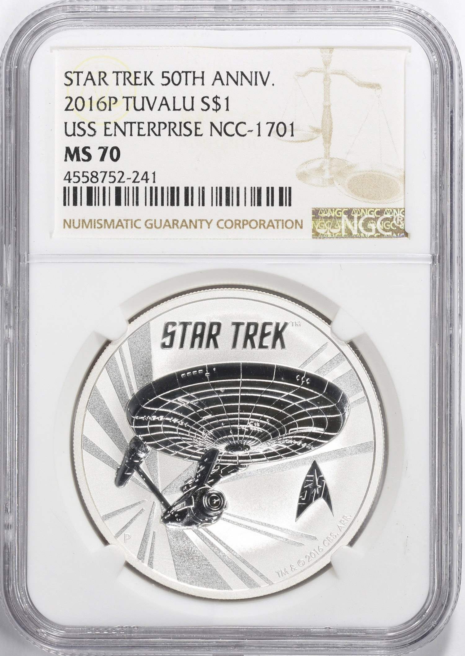 Tuvalu 2016-P Silver Dollar Star Trek 50th Anniversary USS