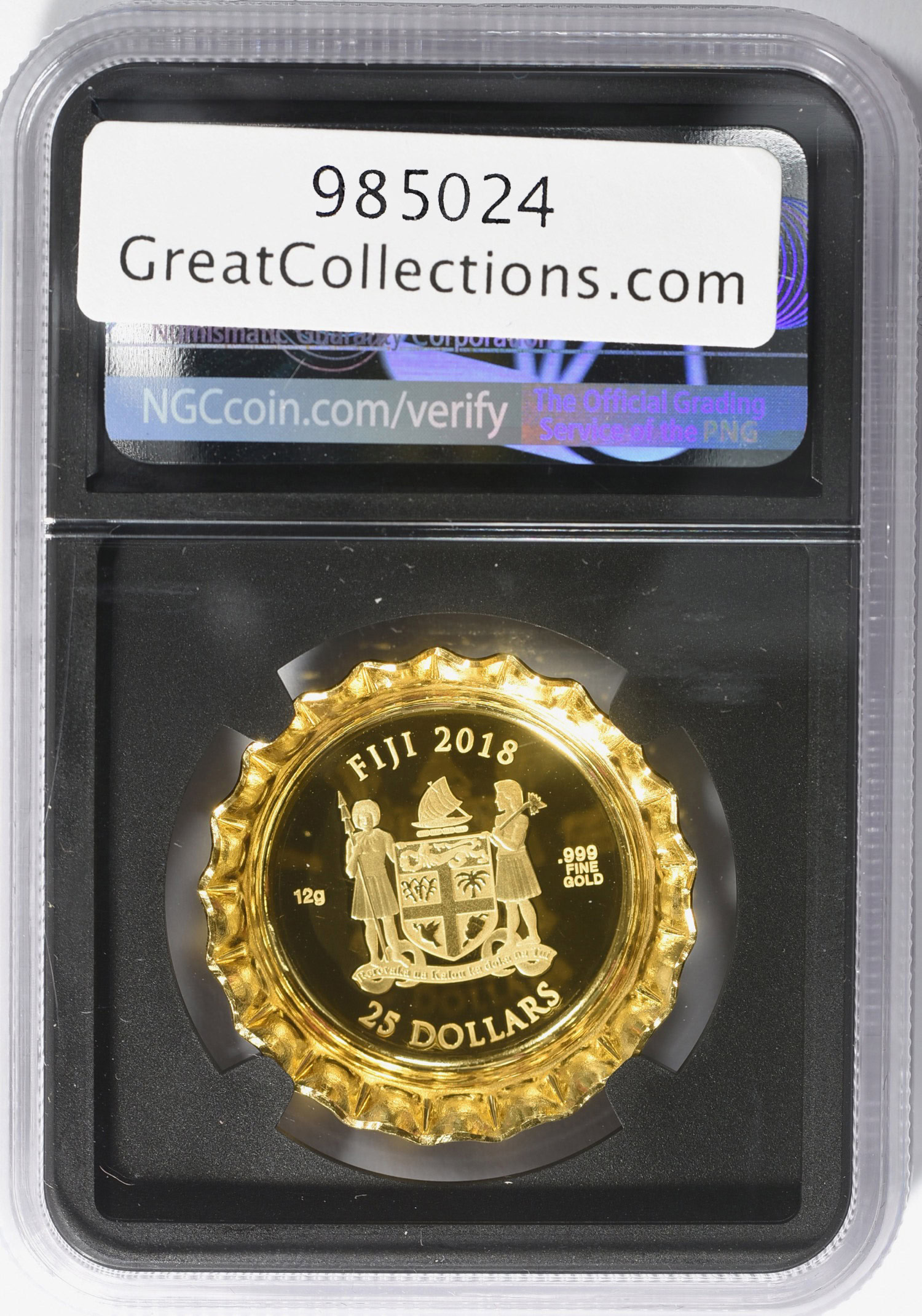Fiji 2018 Gold $25 Coca-Cola Bottle Cap First Day of Issue NGC