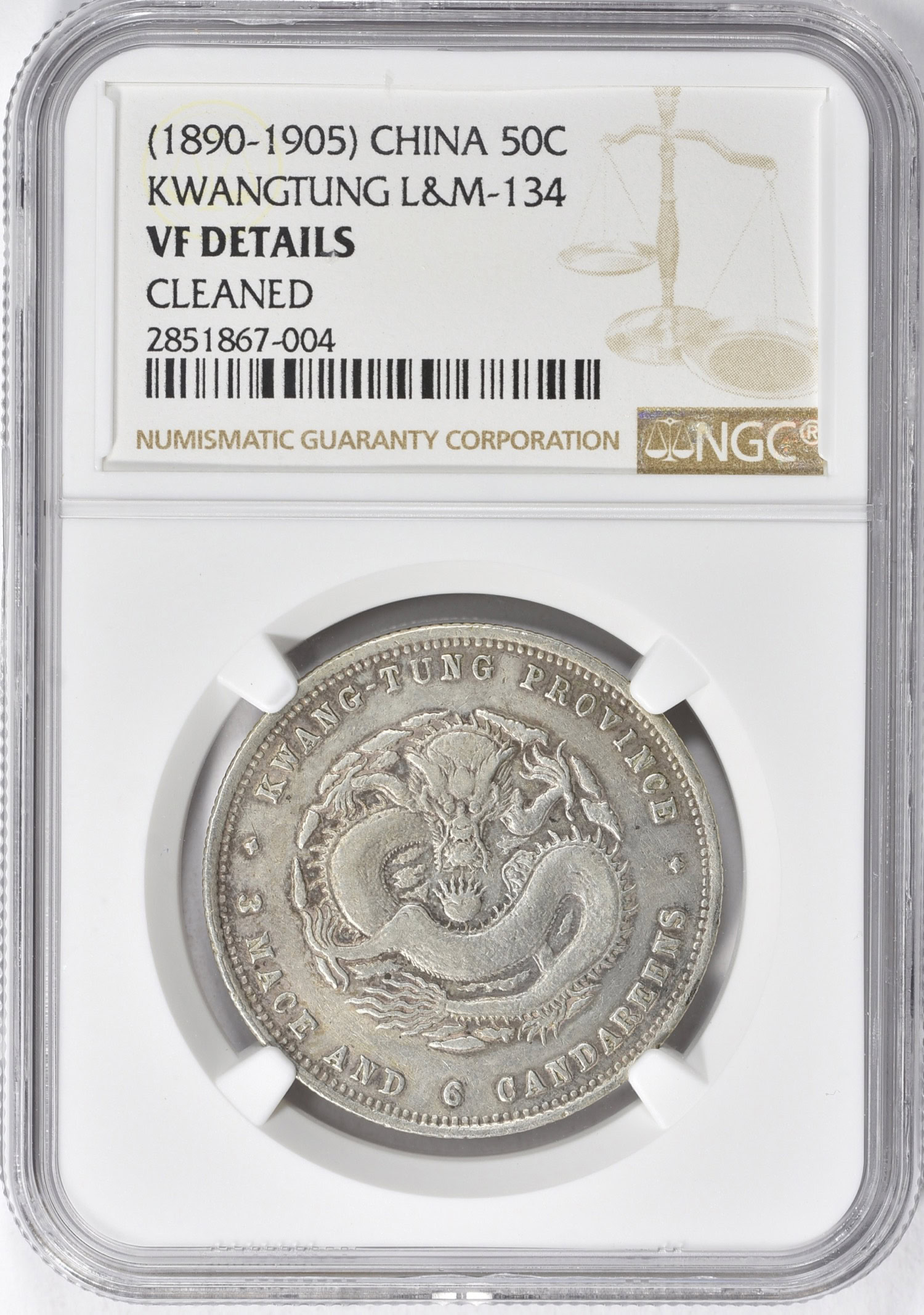 China - Kwangtung Province ND (1890-1905) Silver 3 Mace 6