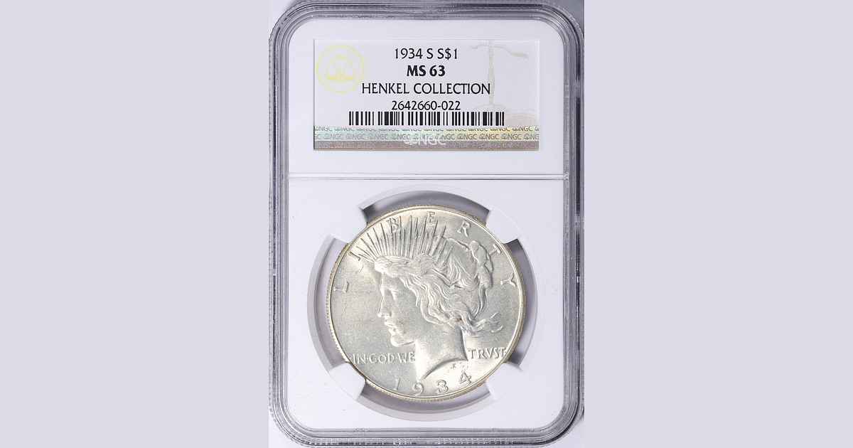 The Henkel Collection of Peace Dollars Graded NGC MS-63 at