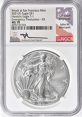 銀貨 Struck at San Francisco 2021 MS70 銀貨 Struck at San Francisco 2021 MS70 2021 (S) SILVER EAGLE NGC