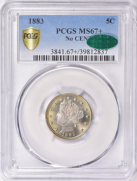 アメリカ　1883 5セントvニッケル no cents PCGS MS63 1883 5C No CENTS (Regular Strike) Liberty Nickel - PCGS CoinFacts