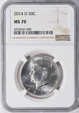 NGC鑑定　最高鑑定　SP70 2014年D ケネディ　ハーフダラー　SV900 GreatCollections - Coin Auction Archive > U.S. Coin Prices > Half