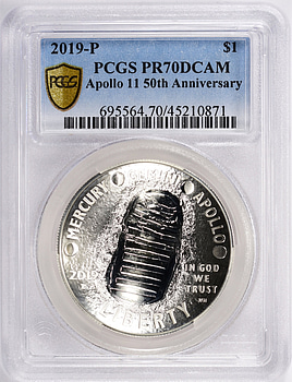 希少！シルバー イーグル2019-P PR69DCAM アポロ11 50th 2019 P Apollo 11 50th Anniversary Five Ounce Proof Silver Dollar