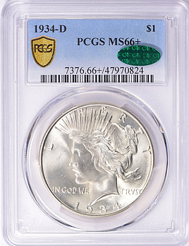 NGC-AU 洗浄 アメリカ合衆国 1934D ピースダラー　銀貨 1934 D $1 MS | Coin Explorer | NGC