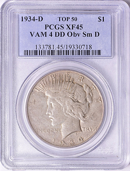 NGC-AU 洗浄 アメリカ合衆国 1934D ピースダラー　銀貨 GreatCollections - Coin Auction Archive > U.S. Coin Prices