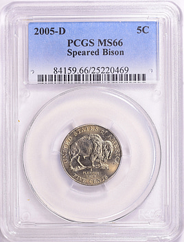 sdv5 ピックアップレア　セミコンプ 2005 D Rare Jefferson Buffalo Nickel Error Wounded Spear DD
