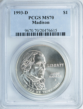 1993ジェームスマディソン プルーフ1ドル銀貨 1993 S JAMES MADISON S$1 PF | Coin Explorer | NGC