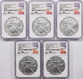 銀貨 Struck at San Francisco 2021 MS70 2021 (S) 1 oz American Silver Eagle MS-70 (Struck at San Francisco