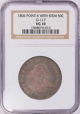 1117.　激レア　年代物　1806年　アメリカ　ドレイブパスト　ハーフセント 1806 Draped Bust Half Dollar All Varieties Heraldic Eagle Reverse