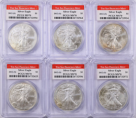 2012年 シルバーイーグル PCGS MS70 San Francisco 2012-(S) $1 Silver Eagle Struck at San Francisco First Strike PCGS