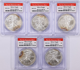 2012年 シルバーイーグル PCGS MS70 San Francisco 2012-(S) $1 Silver Eagle Struck at San Francisco ANACS MS-70 (Item