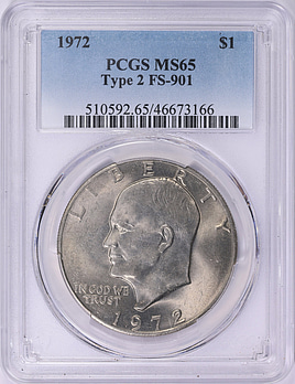 TICCサンプルスラブ　1972 Eisenhower Dollar 1972 D Eisenhower Dollar Brilliant Uncirculated at Amazon's