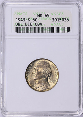 アメリカ 1943P ジェファーソン 5セント Billon貨 PCGS 1943-S 5C (Regular Strike) Jefferson Nickel - PCGS CoinFacts
