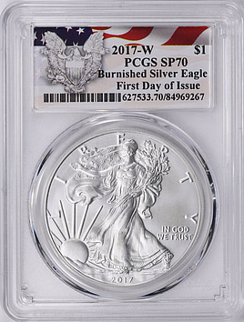 く*ん様 値下げ 2017年シルバーイーグル PCGS SP70 Burnish 2017-W プルーフ アメリカン シルバー イーグル PF-70 NGC - ブラウン