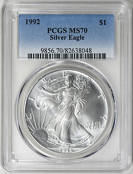 1992ウエスト・アメリカン・シルバー・イーグル 1ドル 1992 $1 Silver Eagle (Regular Strike) Silver Eagles - PCGS CoinFacts
