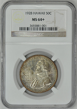 1928 Hawaiian Sesquicentennial Half Dollar NGC MS-64+ (Toned