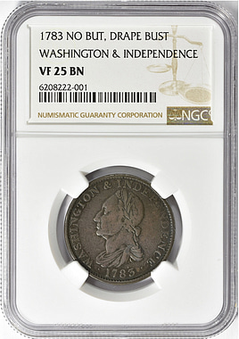 1783 Washington & Independence Copper Draped Bust No Button NGC VF