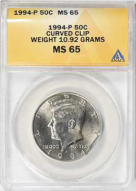 レア　入手困難　置物　USA 　ハゲワシ　A49 Mint Error 1994-P Kennedy Half Dollar Curved Clip Weight 10.92