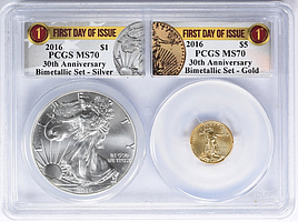 2016 $5 Tenth-Ounce Gold American Eagle and $1 Silver Eagle