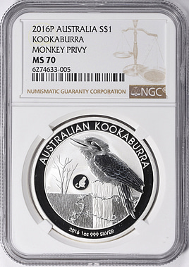 Australia 2016-P Silver Dollar Kookaburra Monkey Privy NGC MS-70
