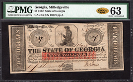 特別価格！大量 紙モノ まとめ売り 80サイズ 1862 Milledgeville, Georgia State of Georgia $5 Note PMG Choice