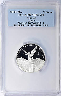 Mexico 2009-Mo Silver 2 Onza Libertad PCGS Proof-70 DCAM (ASW