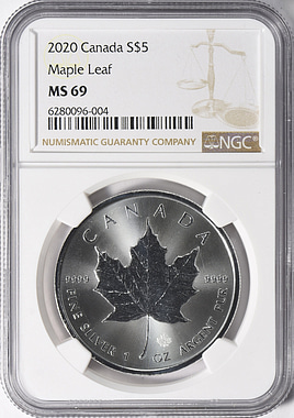 Canada 2020 Silver $5 Maple Leaf NGC MS-69 | NGC Cert #6280096-004