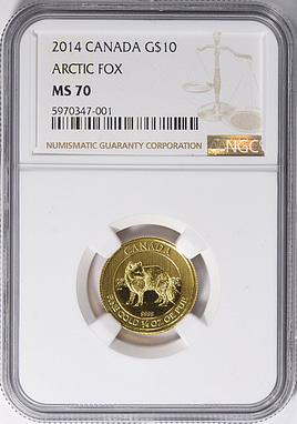Canada 2014 Gold $10 Arctic Fox NGC MS-70 (AGW = 0.2497 oz.) (Item