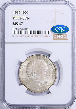1936 Arkansas Centennial-Robinson Half Dollar NGC MS-67 (CAC Green