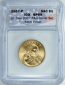 2007-P and 2007-D Sacagawea and Presidential Dollar Set Satin
