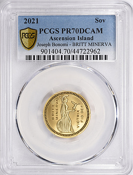 Ascension Island 2021 Gold Sovereign Joseph Bonomi BRITT MINERVA