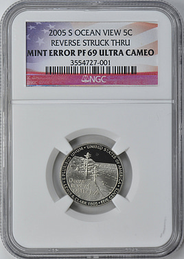 Mint Error 2005-S Jefferson Nickel Ocean in View Reverse Struck