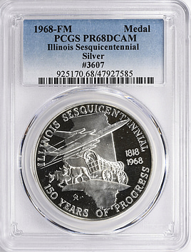 1968-FM Silver Illinois Sesquicentennial Medal PCGS Proof-68 DCAM