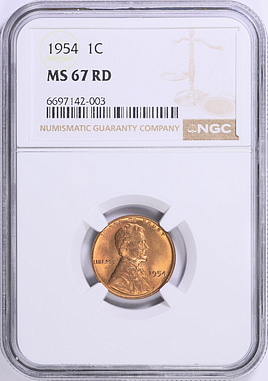 1954年 リンカーン1セント NGC MS65 RD 1954年 リンカーン1セント NGC