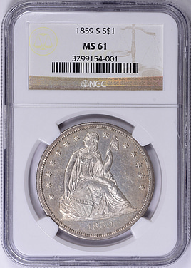 1859-S Seated Liberty Silver Dollar NGC MS-61 (Item 1523606