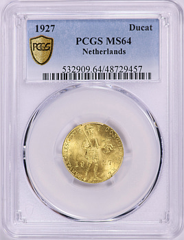 Netherlands 1927 Gold Ducat KM-83.1a PCGS MS-64 (AGW = 0.1104 oz