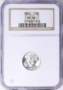 1944 Mercury Dime NGC MS-66 (Item 1550019) | GreatCollections Coin
