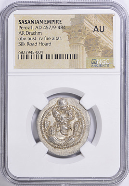 Ancient Sasanian Empire, Peroz I (A.D. 457/9-484) AR Drachm NGC AU
